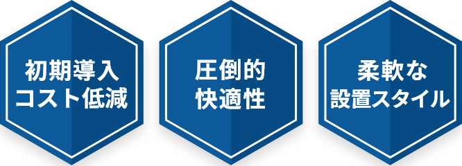 初期導入コスト低減 圧倒的快適性 柔軟な設置スタイル