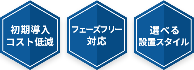 初期導入コスト低減 フェーズフリー対応 選べる設置スタイル
