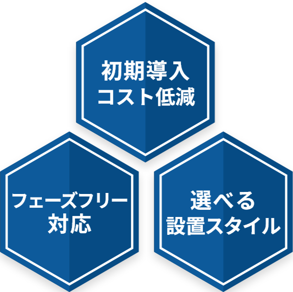 初期導入コスト低減 フェーズフリー対応 選べる設置スタイル
